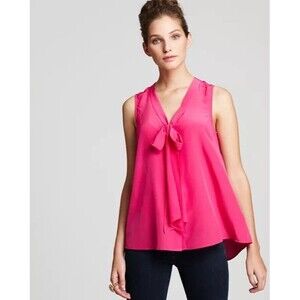 Lilly Pulitzer Raleigh Silk Blouse Sleeveless Women's Sz Small Hot Pink Barbie